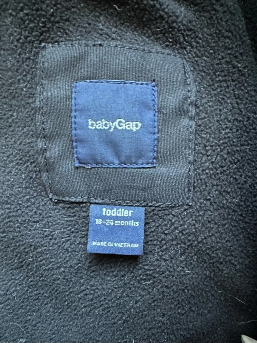 BabyGap Puffer Jacket Boys 18-24 Months Black Hooded Fleece Lined Zip Winter